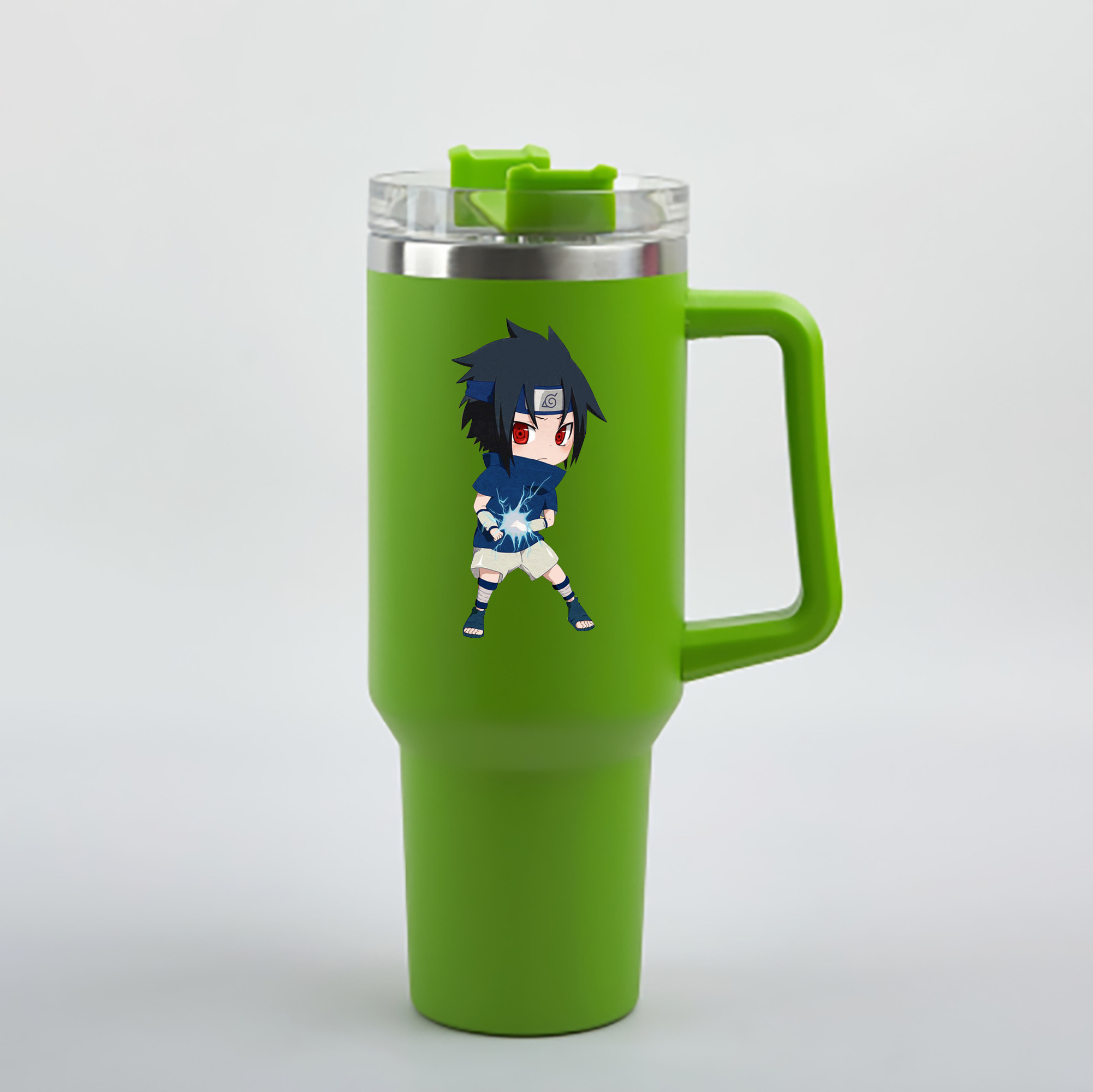 （画像用） NARUTO -ナルト- うちは サスケ Uchiha Sasuke 1200mL車用タンブラー - クリスタルステッカー（プラスチックストロー付き）